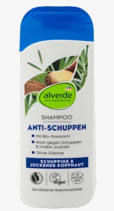 Alverde dabas kosmētika pretblaugznu šampūns ar Bio-brazīlijas riekstu un Bio-rozmarīnu, 200 ml, vegāns, bez silikoniem art. 1065